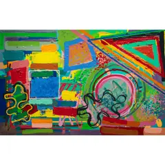 Abstract by Edward Avedisian, acrylic on panel, sold Jun 2025