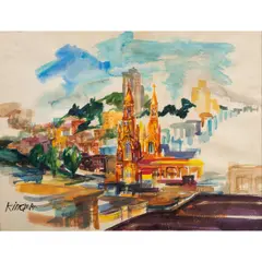Untitled by Dong Kingman, watercolor, sold Jun 2025