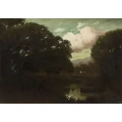 Untitled (Landscape with Cows) by Carl Jonnevold, oil on canvas, sold Jun 2025
