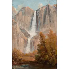 Yosemite Falls by Thomas Hill, oil on board, sold Jun 2025