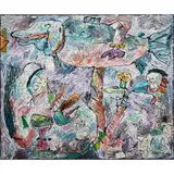 Big Salmon by Alden Mason, 1986, acrylic on canvas, sold Jun 2025