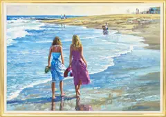 Women on the Beach Scene by Howard Behrens, Oil on Canvas, sold Aug 2026