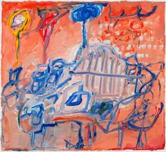 Abstract Composition by Elfi Schuselka, Oil on Unstretched Canvas, sold Aug 2026