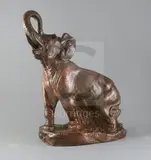 A bronzed terracotta model of an elephant standing with raised trunk by Thomas François Cartier, sculpture, sold Mar 2020