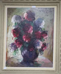 Still life of flowers by E. Van Weinmann, oil on canvas, sold Mar 2020