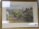 Children on a village lane, initialled 28 x 41cm by James George Bingley, watercolour, sold Mar 2020