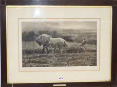 The Clover Field by Herbert Dicksee, etching, sold Mar 2020