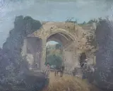 Ruin of Newgate, inscribed verso 33 x 41cm by John Chart, oil on board, sold Mar 2020