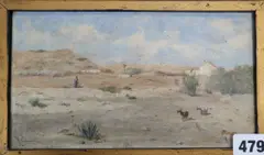 Grand Canary' [sic], landscape with figure and goats by Alfred Conquest, oil on panel, sold Mar 2020