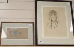 Self-Study by Edna Clarke Hall, ink, sold Mar 2020