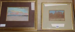 Seascape at dusk by Louis-Alexandre Dubourg, watercolor, sold Feb 2020