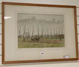 Rural scene with horses ploughing by Martin Hardie, watercolour, sold Feb 2020