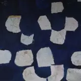 Blue and white abstract painting, initialled SWR and dated '72, 76 x 76cm by Stella W Rankin, oil on canvas board, sold Feb 2020