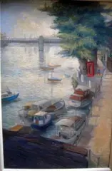 Chiswick Mall by Dorothy Rendell, oil on canvas, sold Feb 2020
