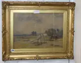 Cart horses at rest by Arthur Winter Shaw, watercolour, sold Feb 2020