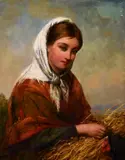 British, A young country woman bringing in the harvest by Edward John Cobbett, oil on board, offered Mar 2021