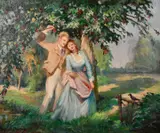 Le Temps des Cerises by Raymond Lheureux, oil on canvas, offered Mar 2021