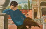 the waiting game, Rome 1969 by Edward Melcarth, oil on canvas, sold Mar 2021