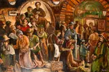 People Coming Out of the Theatre and Going In by Derek Higginson, Oil on canvas, signed, sold Mar 2021