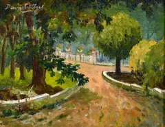 Driveway by the Chateau by Dennis Gilbert, oil on board, sold Mar 2021