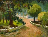 Driveway by the Chateau by Dennis Gilbert, oil on board, sold Mar 2021
