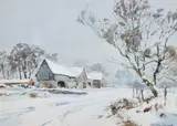 The Farm In Winter by Ashton Cannell, watercolour, offered Mar 2021