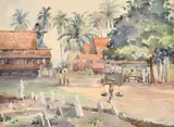 A set of three watercolours of probably Malaysian scenes by K. Gemmill, watercolor, sold Mar 2021