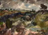 British, A Northern landscape by Harry Rutherford, watercolour, sold Mar 2021