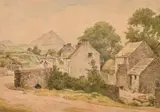British, A scene of farm buildings with a figure crossing a bridge by Randolph Schwabe, 1926, watercolour, sold Mar 2021