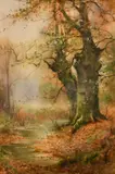 British, A stream meandering through a woodland landscape by T. Taylor Ireland, watercolour, offered Mar 2021
