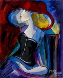 portrait titled Le Subtile by Linda Le Kinff, oil on board, offered Oct 2017