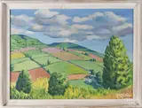landscape titled Farm Hills by Philip Nardell, oil on canvas, offered Oct 2017