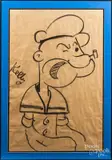 cartoon of Popeye by Emmett Kelly, charcoal, offered Oct 2017