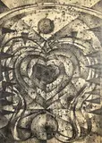 Untitled (Heart) by Lowell Nesbitt, 1963, charcoal and etching ink on paper, sold Jul 2022