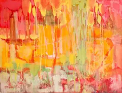 Red Pavilion by Lowell Nesbitt, 1957, watercolor and crayon on paper, sold Jul 2022