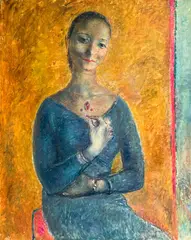Portrait of Lucie Meerloo by Clara Klinghoffer, oil on canvas, sold Jul 2022