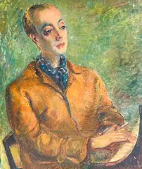 Portrait of Stanley Bate by Clara Klinghoffer, oil on canvas, sold Jul 2022