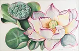 Waterlily and Flower by Lowell Nesbitt, 1989, colored pencil and pastel on paper, sold Jul 2022