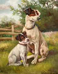 Papa and Pup by William Franken, oil on canvas (unstretched), sold Jul 2022