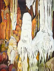 Frozen Fountain, Luray Caverns, VA by Lowell Nesbitt, 1973, oil on canvas (unstretched), sold Jul 2022