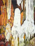 Frozen Fountain, Luray Caverns, VA by Lowell Nesbitt, 1973, oil on canvas (unstretched), sold Jul 2022