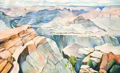 The Grand Canyon by Lowell Nesbitt, 1989, oil on canvas (unstretched), sold Jul 2022