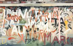 Sullivan St. Wall V/V by Lowell Nesbitt, 1973, oil on canvas (unstretched), sold Jul 2022