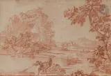 Pêcheurs et baigneuses dans un paysage fluvial by Louis de Silvestre, Sanguine, sold Mar 2023