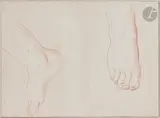 Deux études de pied by Edme Bouchardon, Sanguine, sold Mar 2023