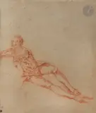 Le Jeune dessinateur by Michel-Barthélémy Ollivier, Sanguine sur papier beige, sold Mar 2023