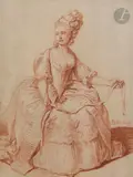 Femme au ruban le regard tourné vers la droite by Pierre-Alexandre Wille, Sanguine, sold Mar 2023