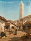 Scène orientaliste by Edmond Hédouin, 1850, Toile d’origine, sold Mar 2023