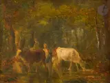 Vaches dans un sous-bois by Constant Troyon, Panneau, une planche, non parqueté, sold Mar 2023