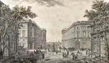 Projet d'aménagement rue Royale, au carrefour avec la rue du Faubourg Saint Honoré, la place Louis XV dans le fond; vers 1753 by Pierre Contant d'Ivry, Aquarelle, plume et encre noire, sold Dec 2015